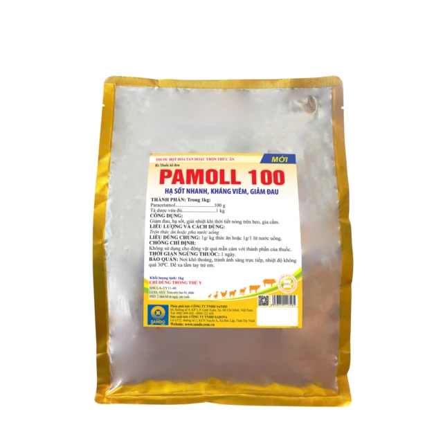 PAMOLL 100 - Thuốc bột hòa tan hoặc trộn thức ăn