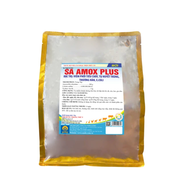 SA AMOX PLUS - Thuốc bột hòa tan hoặc trộn thức ăn