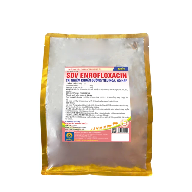 SDV ENROFLOXACIN - Thuốc bột hòa tan hoặc trộn thức ăn